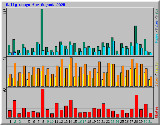 Daily usage for August 2025